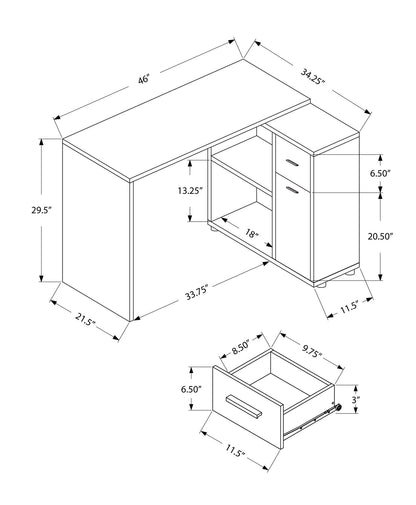 Computer Desk, Home Office, Corner, Storage Drawers, L Shape, Contemporary & Modern