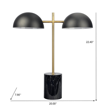 Nova - Hydro Table Lamp With On / Off Switch Double Lamp - Black / Gold / Marble