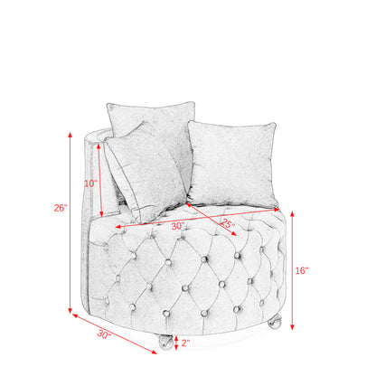 Modern Upholstered Swivel Chair With Button Tufted Design And Movable Wheels