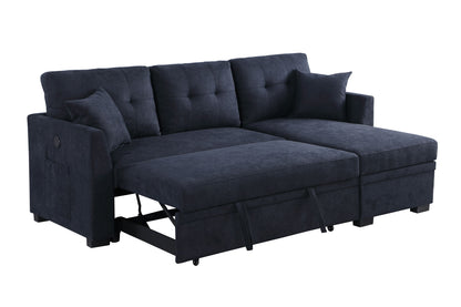 Sectional Sofa Bed L Shaped Sofa Couch Bed With USB Port, Reversible Chaise With Storage