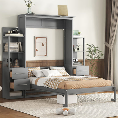 Murphy Wall Bed With Shelves, Drawers And LED Lights