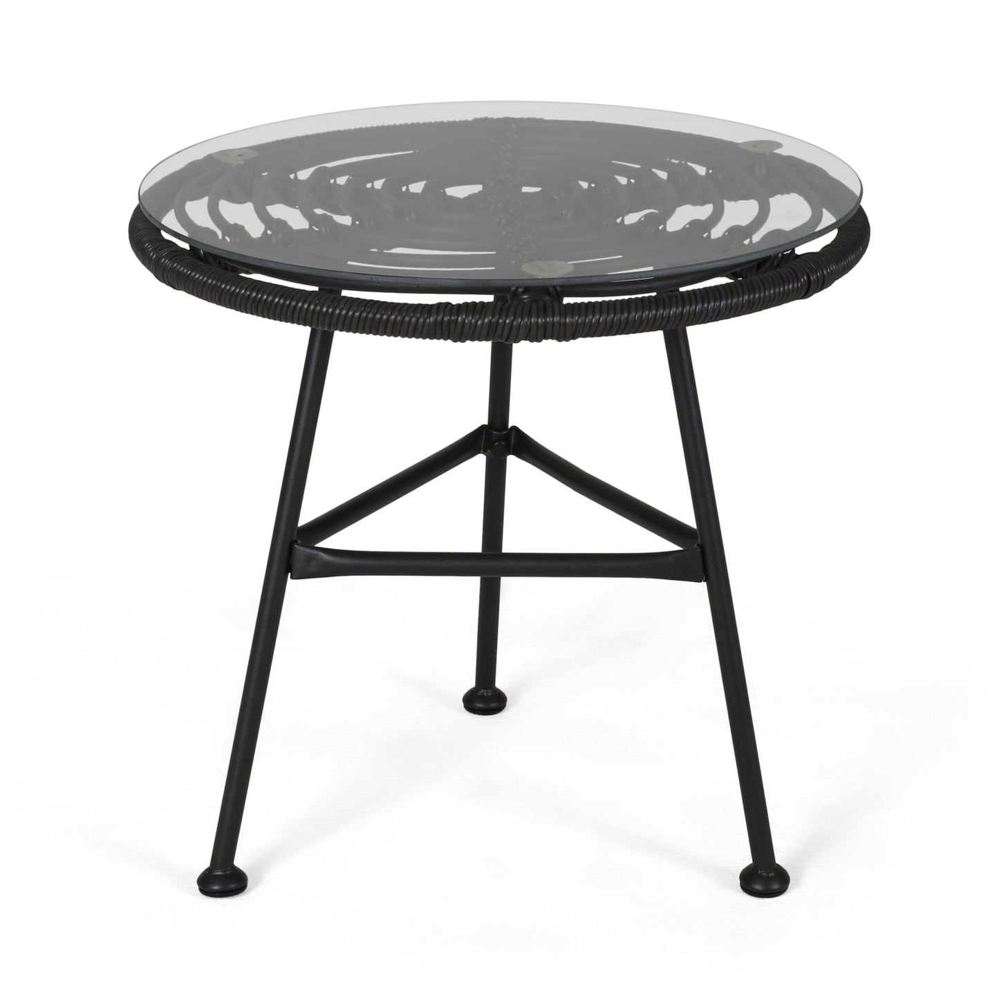Petrichor - Outdoor Side Table With Tempered Glass And Steel Frame