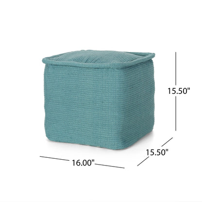 Hansolo - Yarn Square Pouf Ottoman Or Floor Cushion - Teal