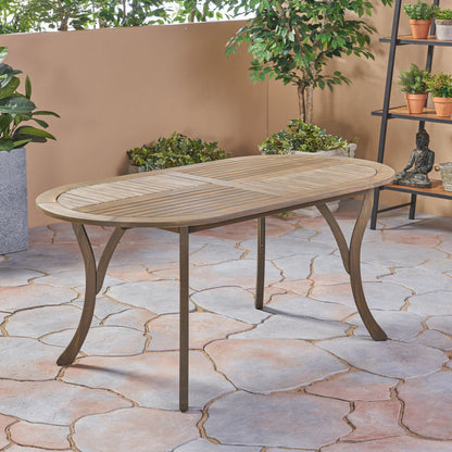 Outdoor Table With Smooth Lines, Slat Top