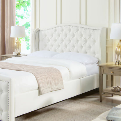Fontana - Handcrafted Wingback Upholstered Platform Bed Frame