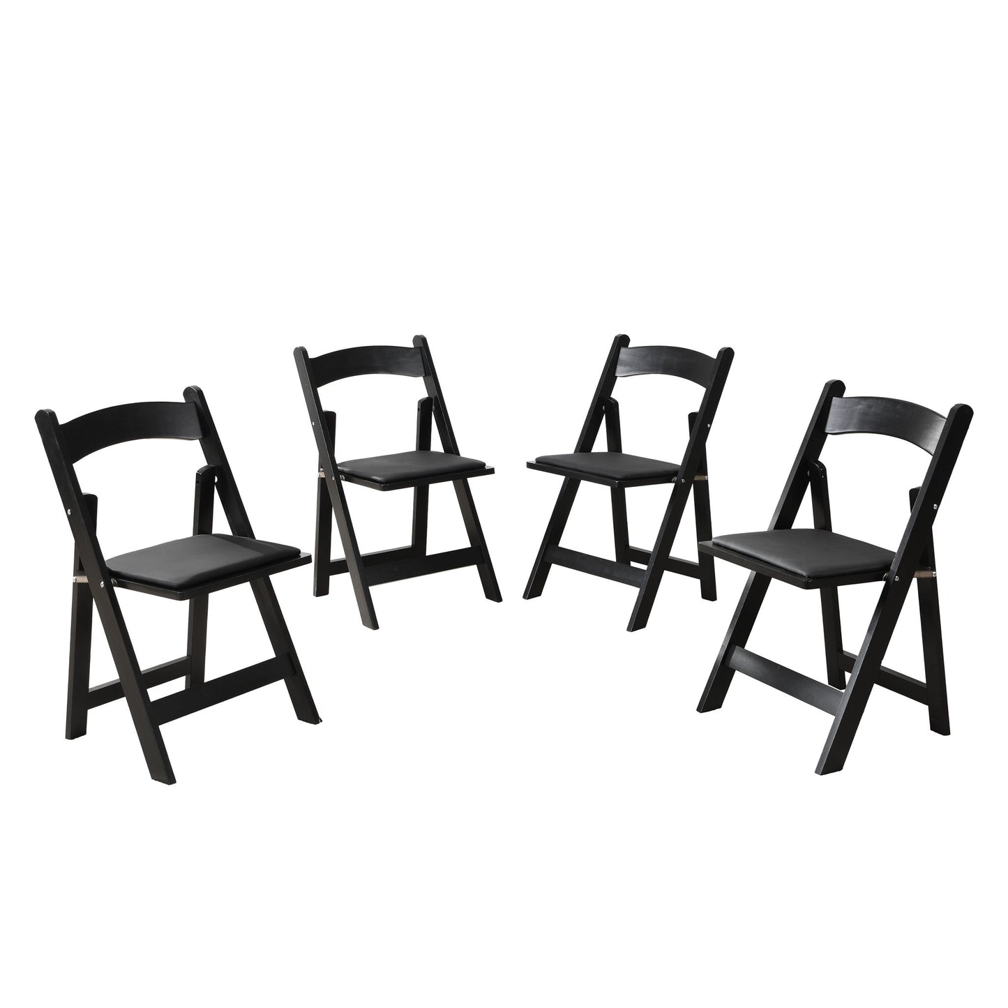 Solid Wood Upholstered Folding Chair Set, Dining Room (Set of 4)