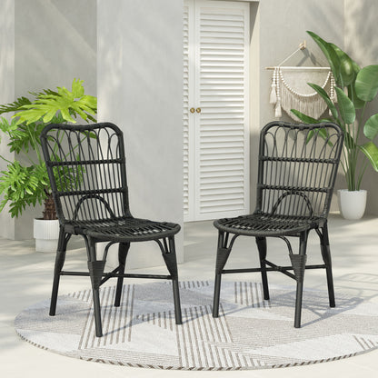Outdoor Wicker Patio Dining Chairs Set With Durable Frame And Rattan Weave