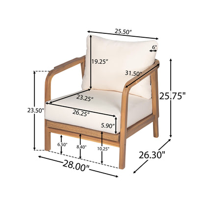 Outdoor Lounge Chair With Woven Backrest, Solid Wood Frame, Comfortable Cushions