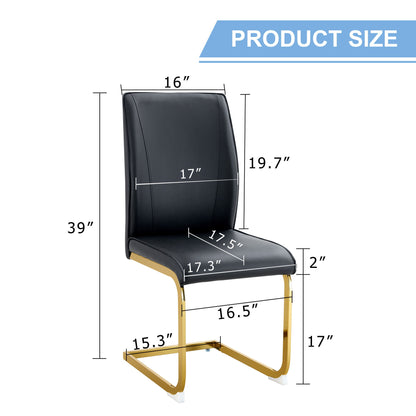 Luxurious And Minimalist Chair Covers, 2 High Elasticity Dining Chairs Arched Legs - Black / Gold