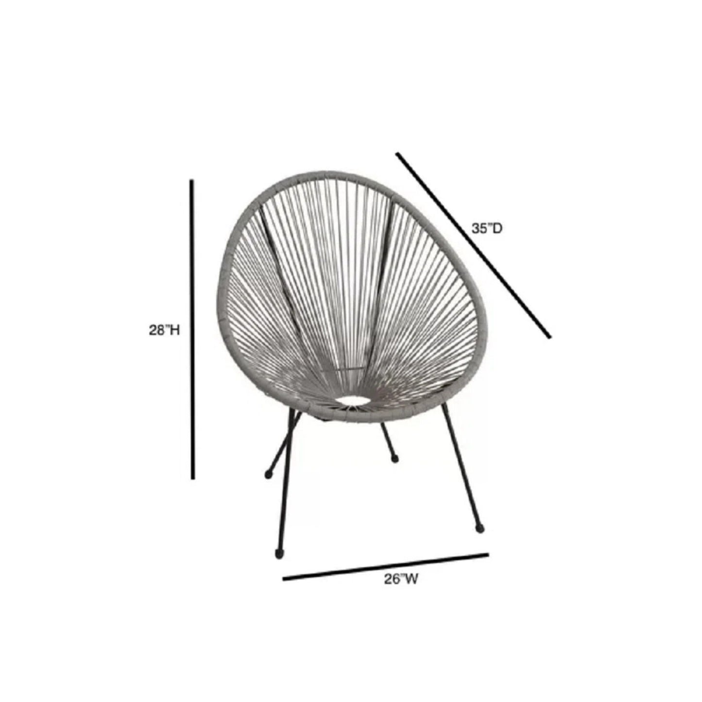 Outdoor Lounge Chair Set With Handwoven Seats, Weather Resistant - White