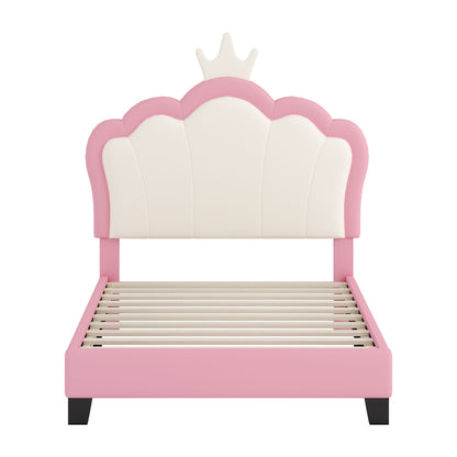 Upholstered Princess Platform Bed With Crown Headboard