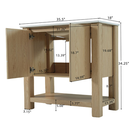 Modern Bathroom Vanity With Rectangle Ceramic Sink, Soft Closing Doors