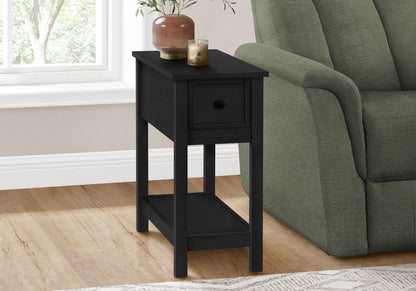 Accent End Table, 2 Tier, Narrow, Lamp, Storage Drawer, Charming Design