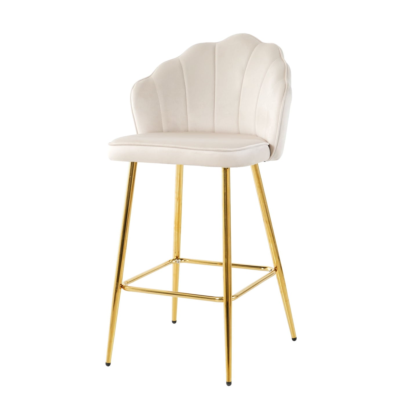 Elegant Shell Shape Velvet Bar Chair (Set of 2)