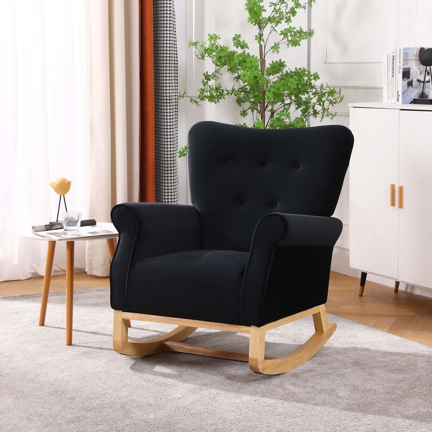 Modern Rocking Chair, Upholstered Accent Chair For Nursery, Small Contemporary Rocke