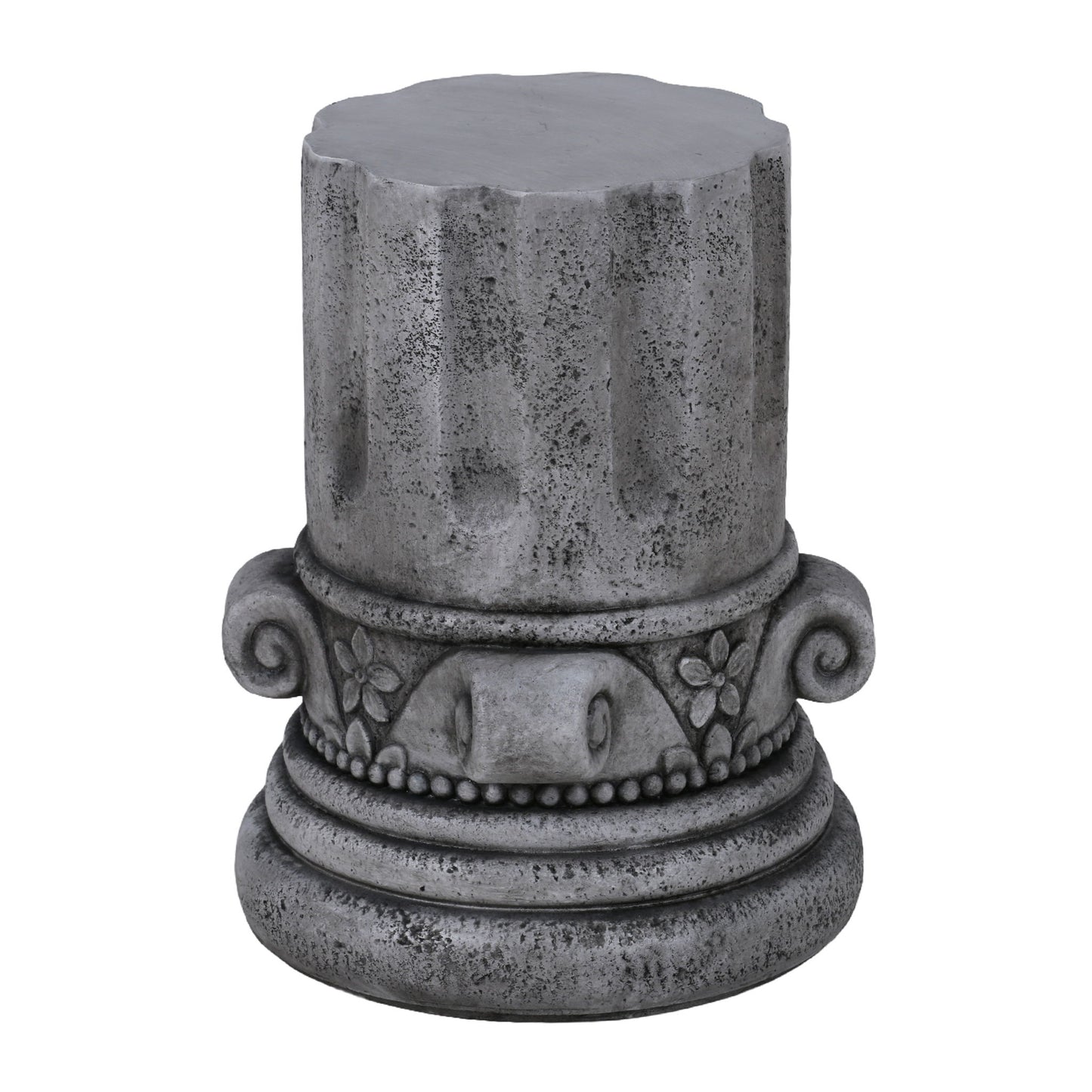 Outdoor End Table, Round Side Table For Patio And Garden - Antique Gray