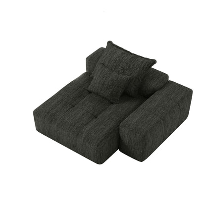 Modern Oversized Modular Sectional Sofa, Sparkling Chenille Fabric Soft Cushion Sofa With 2 Pillows