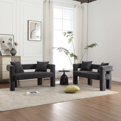 Modern Chenille Loveseat Sofa, Comfy Upholstered 2 Seater