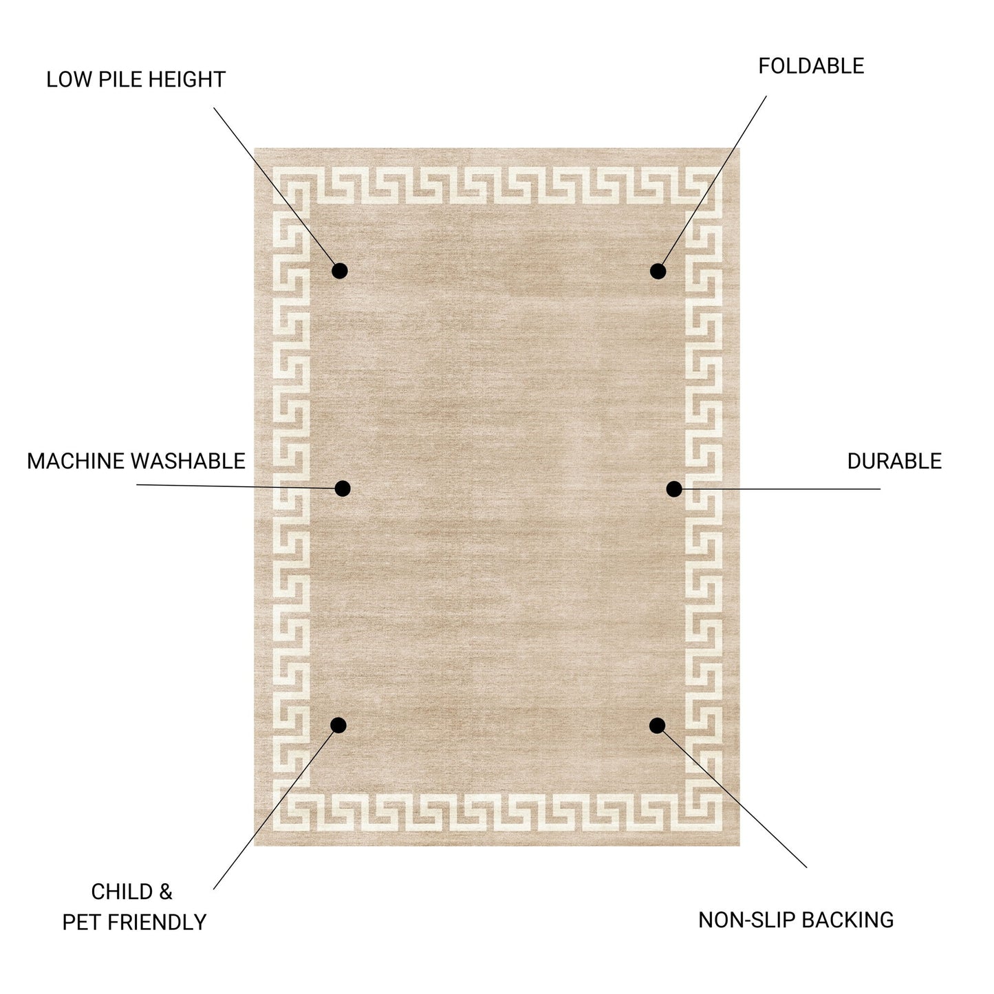 Toucan - Washable Non - Slip Area Rug - Beige