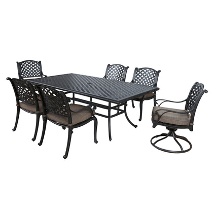 Rectangular 6 Person 85.83" Long Dining Set With Cushions