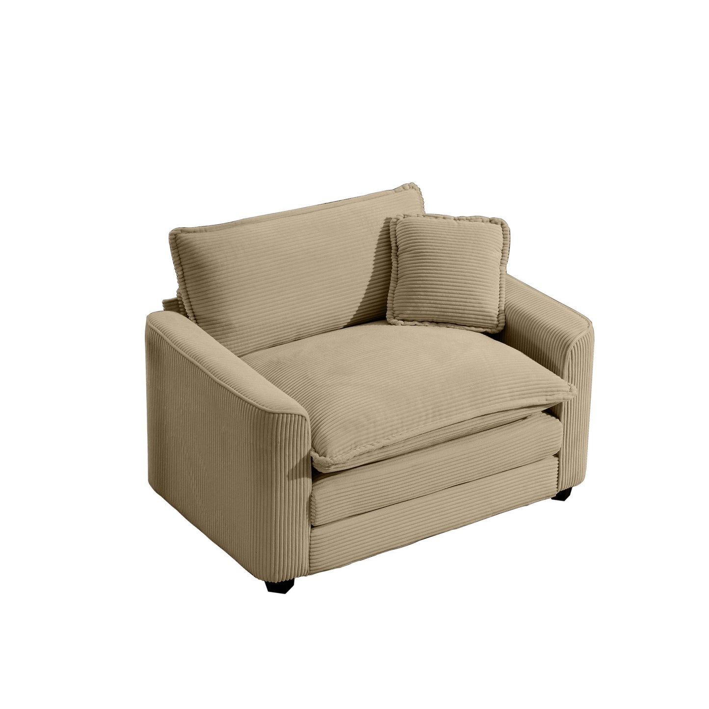 Modern Classic Corduroy Fabric Single Chair Deep Seat Sofa With Pillow