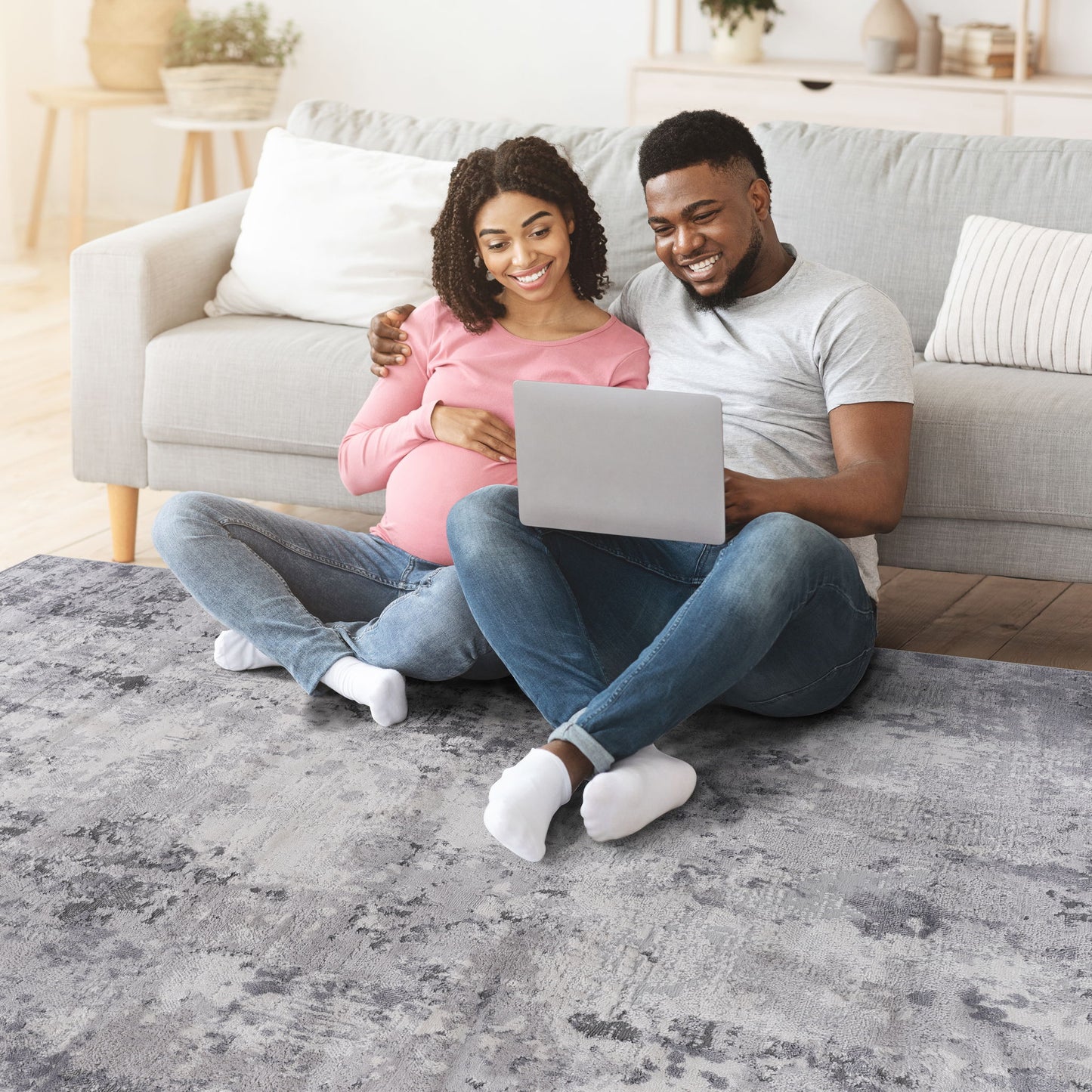 Marfi - 8' X 10' Abstract Area Rug - Light Gray