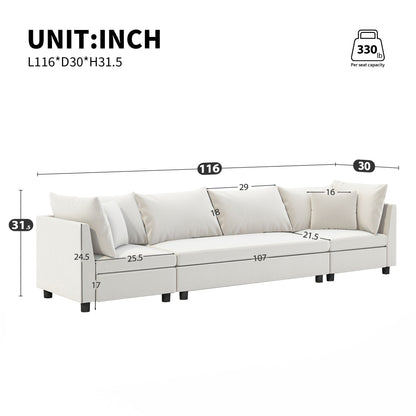 Modern Modular Sectional Oversized Couch Set With Pillows, Minimalist Style Wide Seat Comfy Sofa