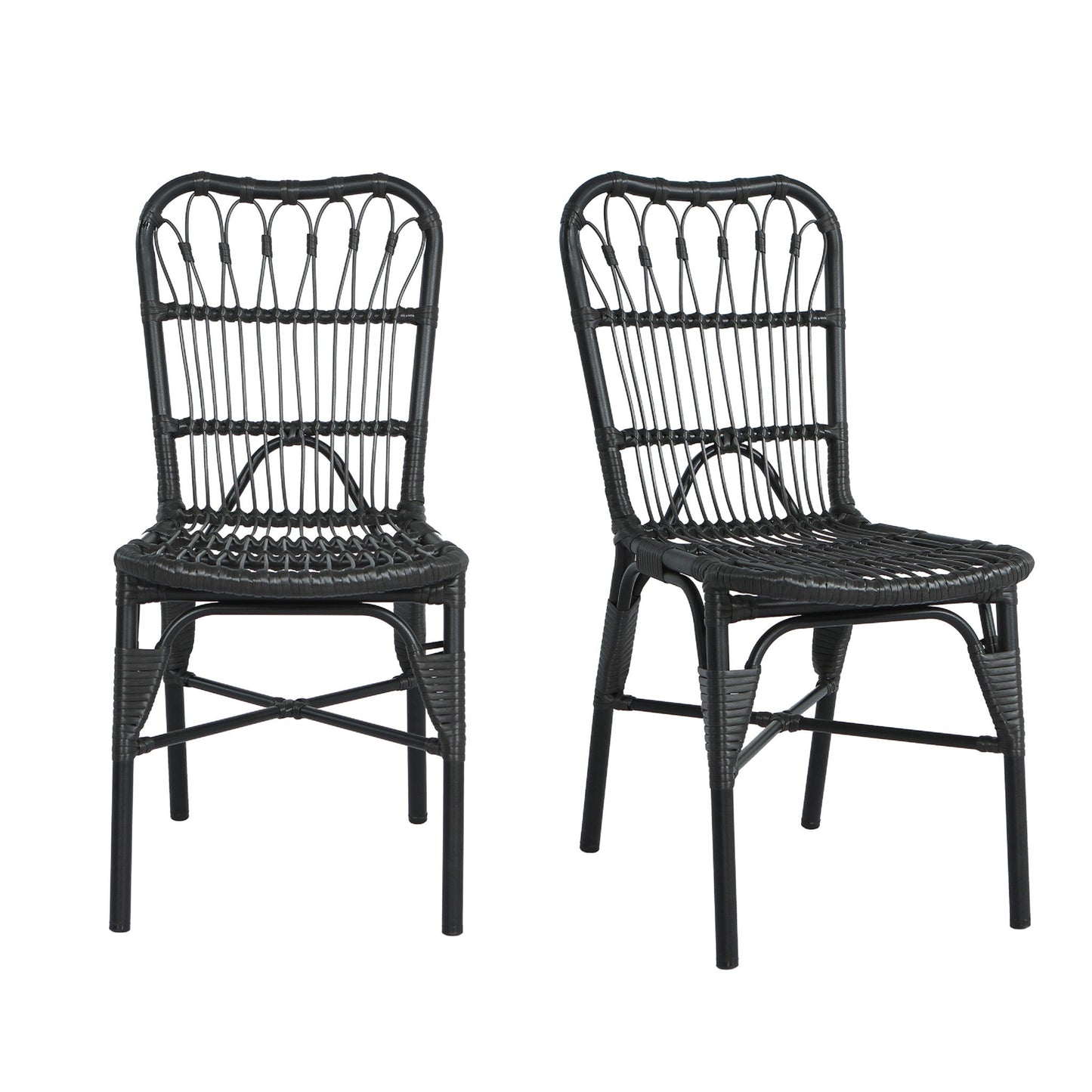 Outdoor Wicker Patio Dining Chairs Set With Durable Frame And Rattan Weave