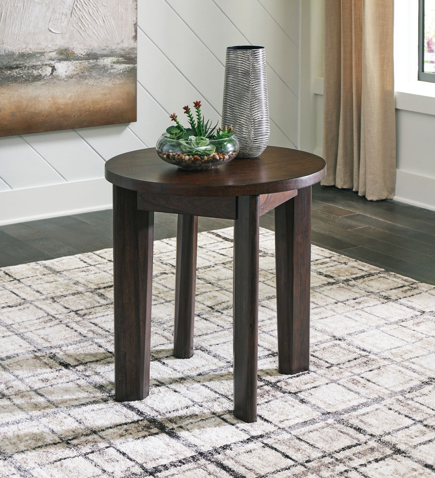 Korestone 2 - Round End Table - Dark Brown