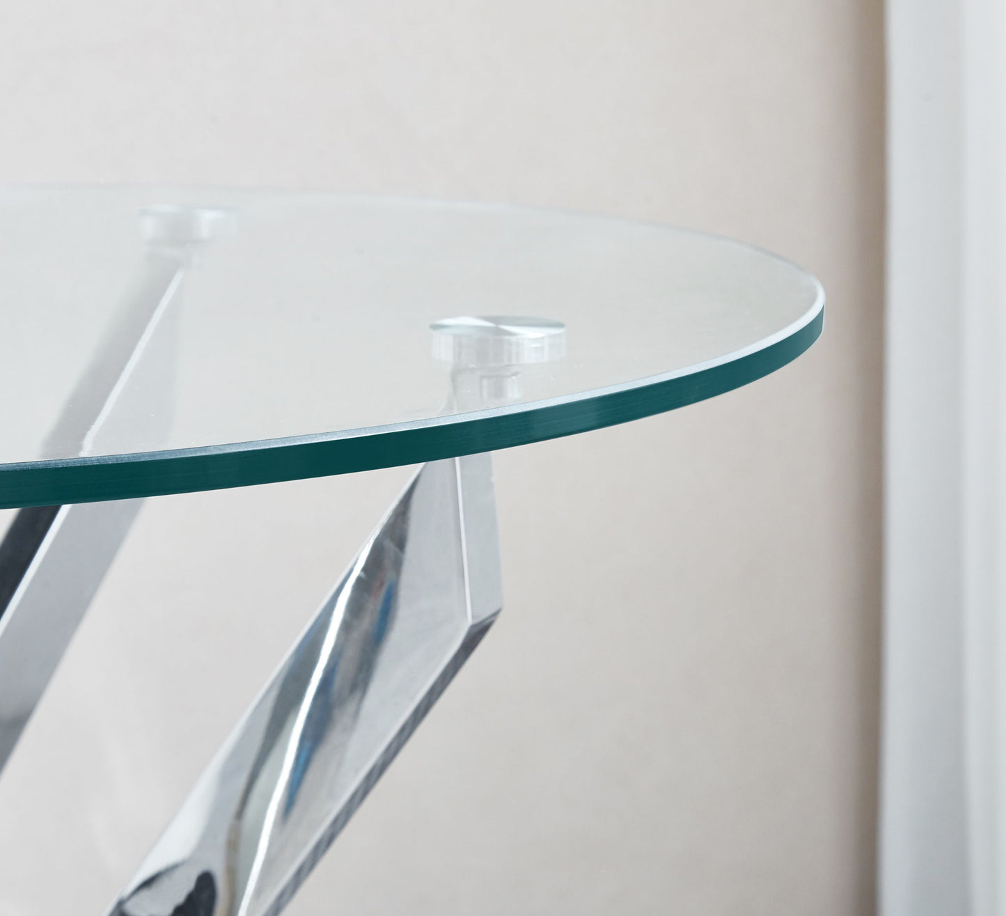 Modern Round Tempered Glass Table With Chrome Legs