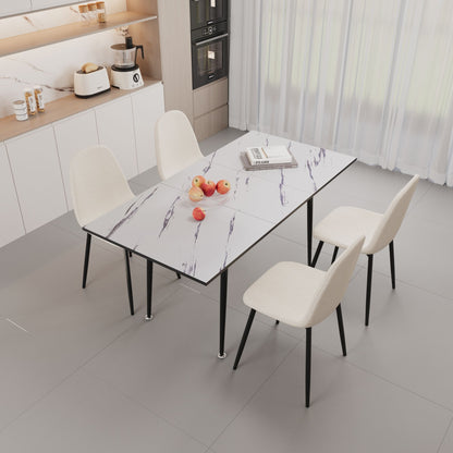 Modern Extendable Dining Table And Chair Set For 2 - 6 People