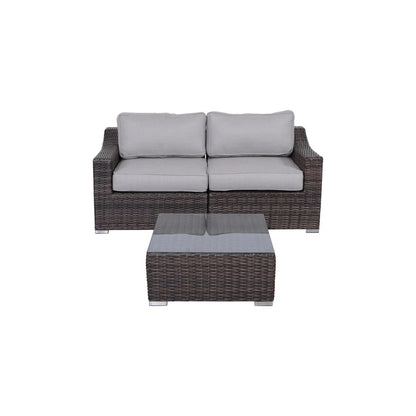 Outdoor Wicker Conversation Set With Cushions, All Weather