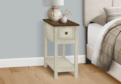 Accent End Table, 2 Tier, Narrow, Lamp, Storage Drawer, Charming Design
