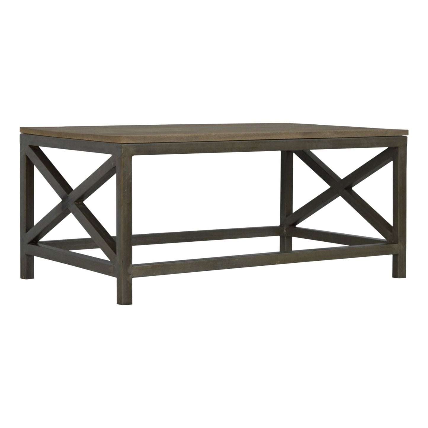 Industrial Cross Metal Coffee Table - Pewter