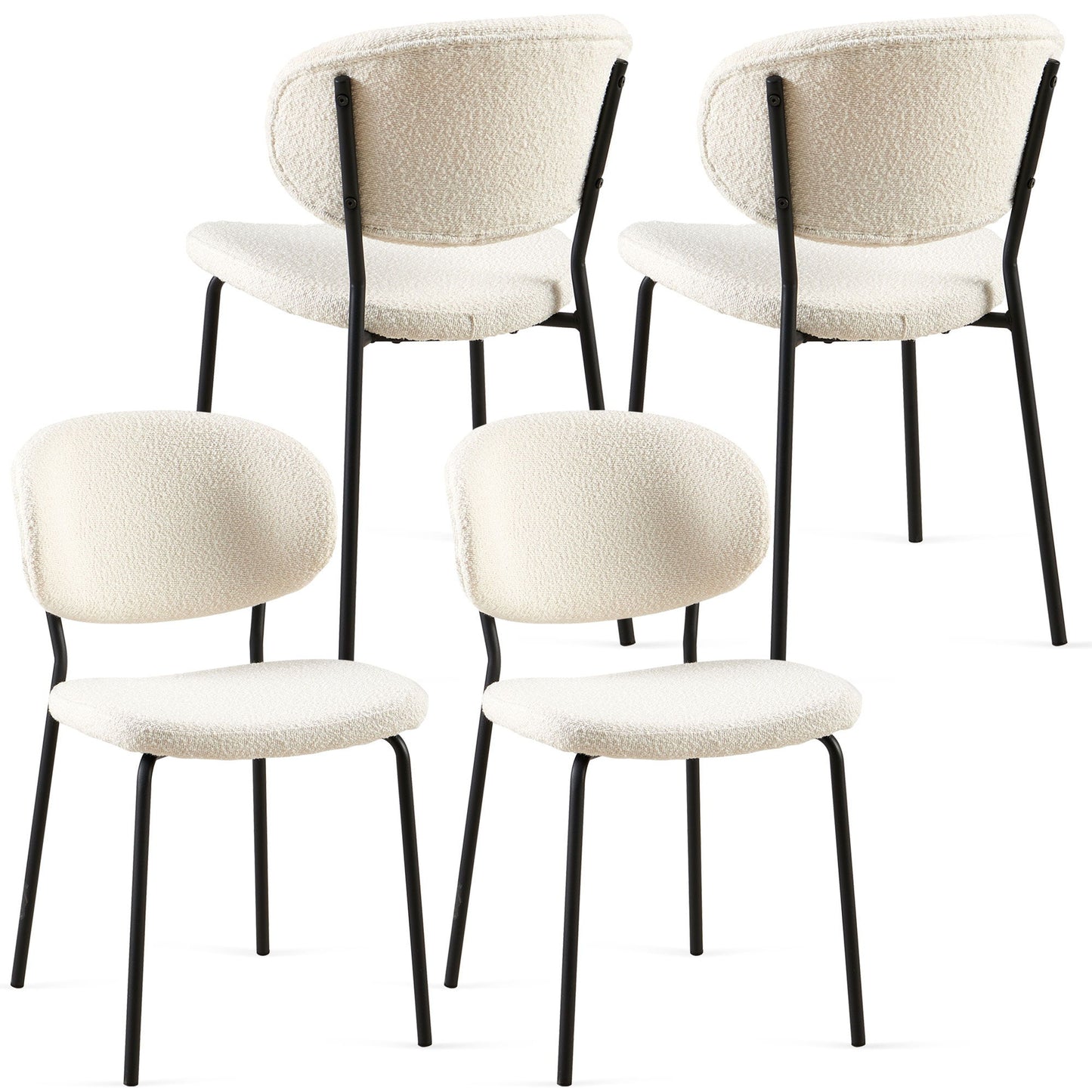 Boucle Dining Chairs, Dining Chairs With Metal Legs For Dining Room, Kitchen, Living Room