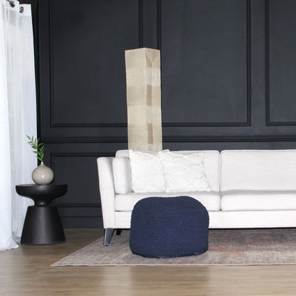 Semi Rounded Pouf, Cable Knitted, Perfect Seating