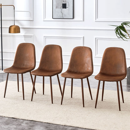 (Set of 4) Backrest AndTransfer Legs Chairs Adding A Touch Of Elegance To Minimalist And Scandinavian Style Homes - Walnut
