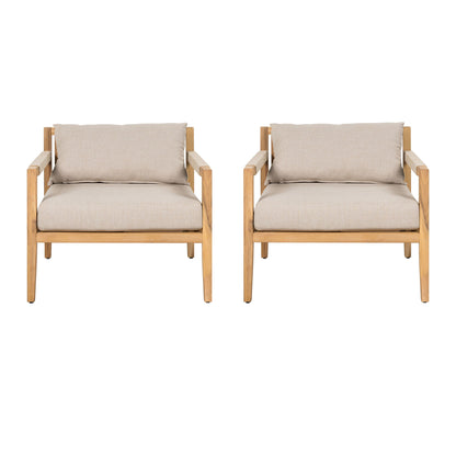 Rope Outdoor Leisure Chair (Set of 2) - Acacia Wood / Beige