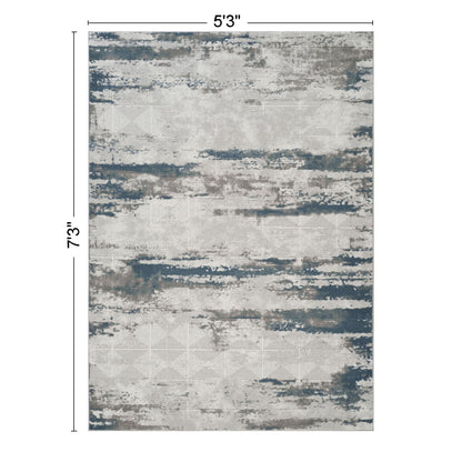 Geometrix - 5'3" X 7'3" Area Rug With Geometric 3D Effect - Gray / Ivory