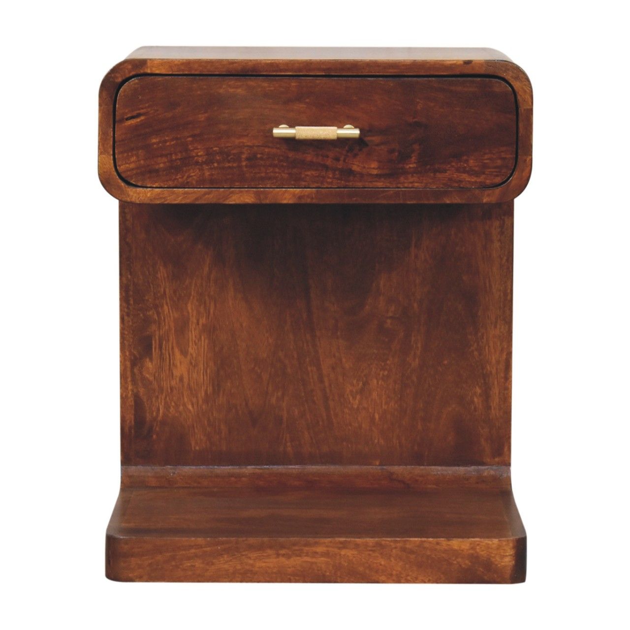 T Bar Rounded Bedside Table - Dark Brown