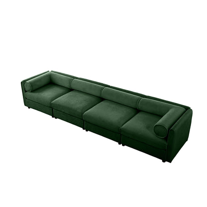 Stylish Chenille Sofa With Storage Seat And Cylindrical Backrest
