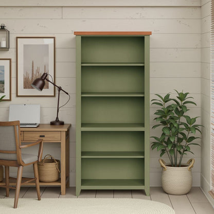 Vineyard - 72" High 5 Shelf Bookcase - Sage Green And Fruitwood