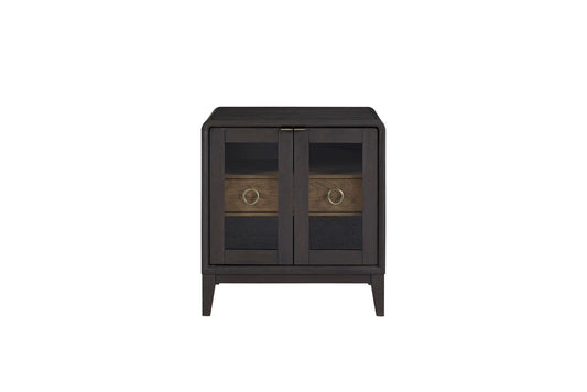 Glass Door Nightstand - Black