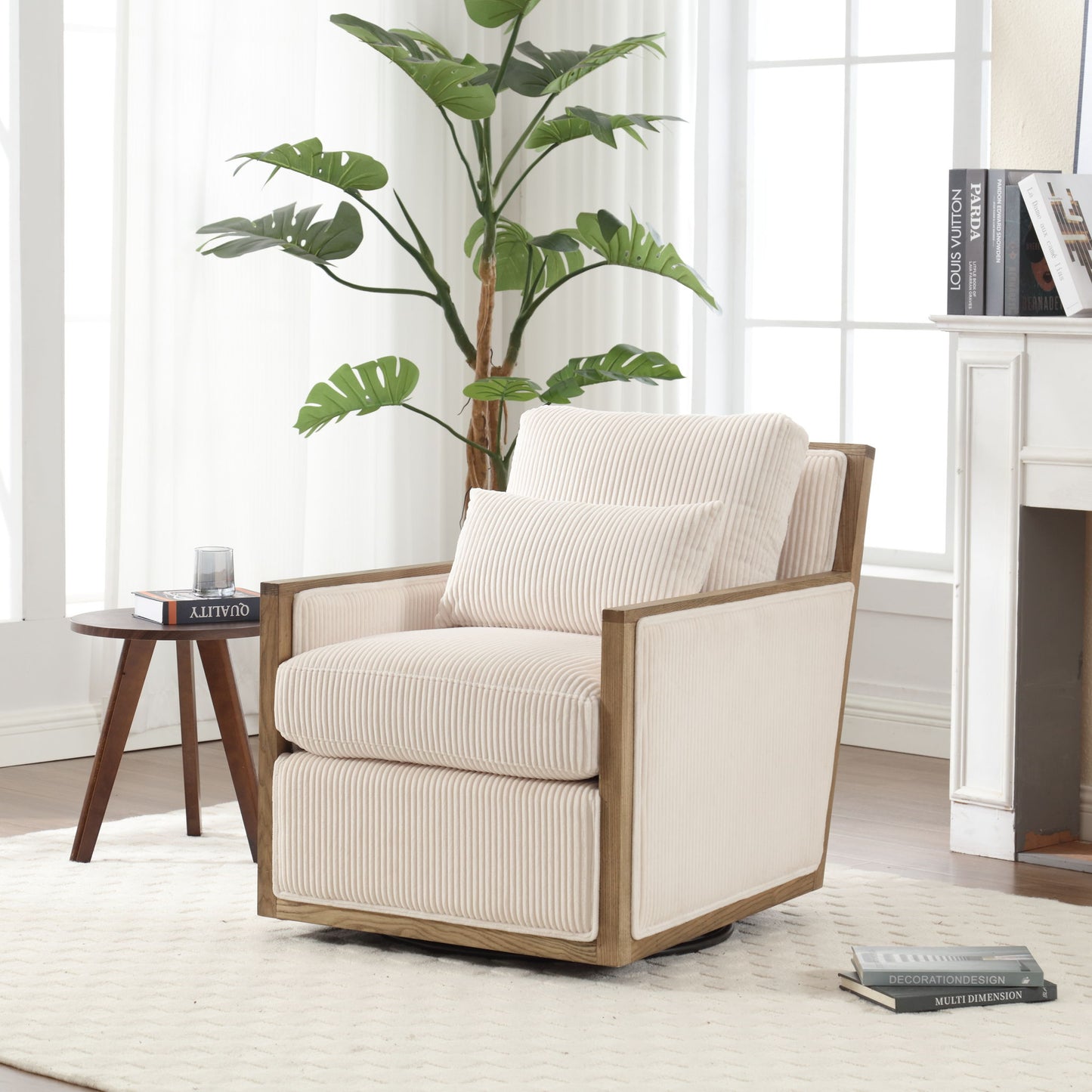 Comfy Accent Barrel Chair, 360 Degree Swivel