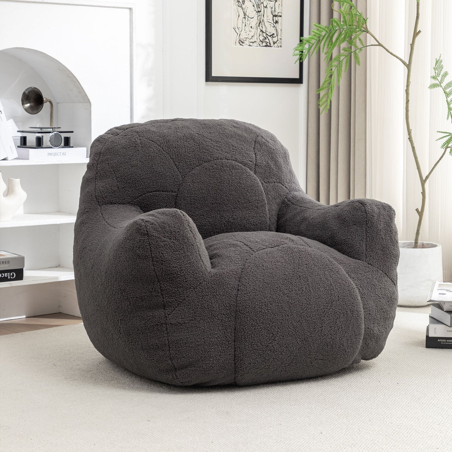 Comfy Bean Bag Chair With Filler, Fluffy And Cozy Seating