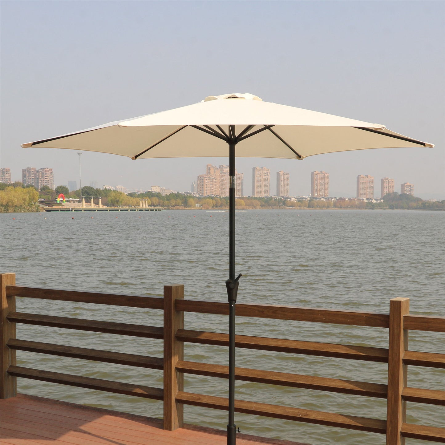 8.8' Outdoor Aluminum Patio Umbrella With 42 Pound Round Resin Umbrella Base