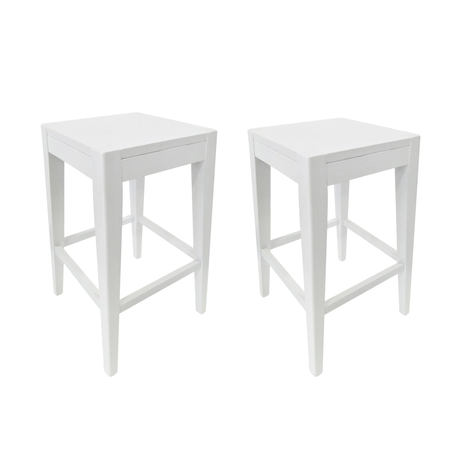 Counter Barstool (Set of 2), Rubber Wood - White