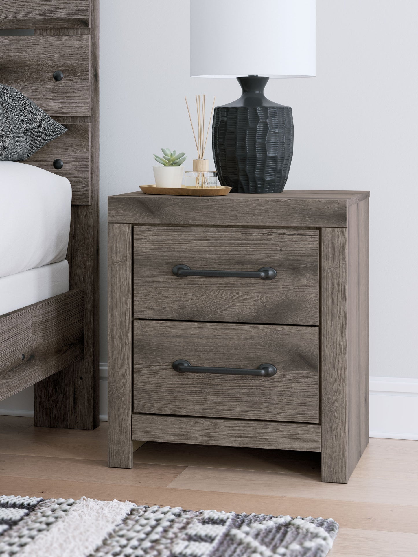 Graystorm - Two Drawer Night Stand - Brown Gray
