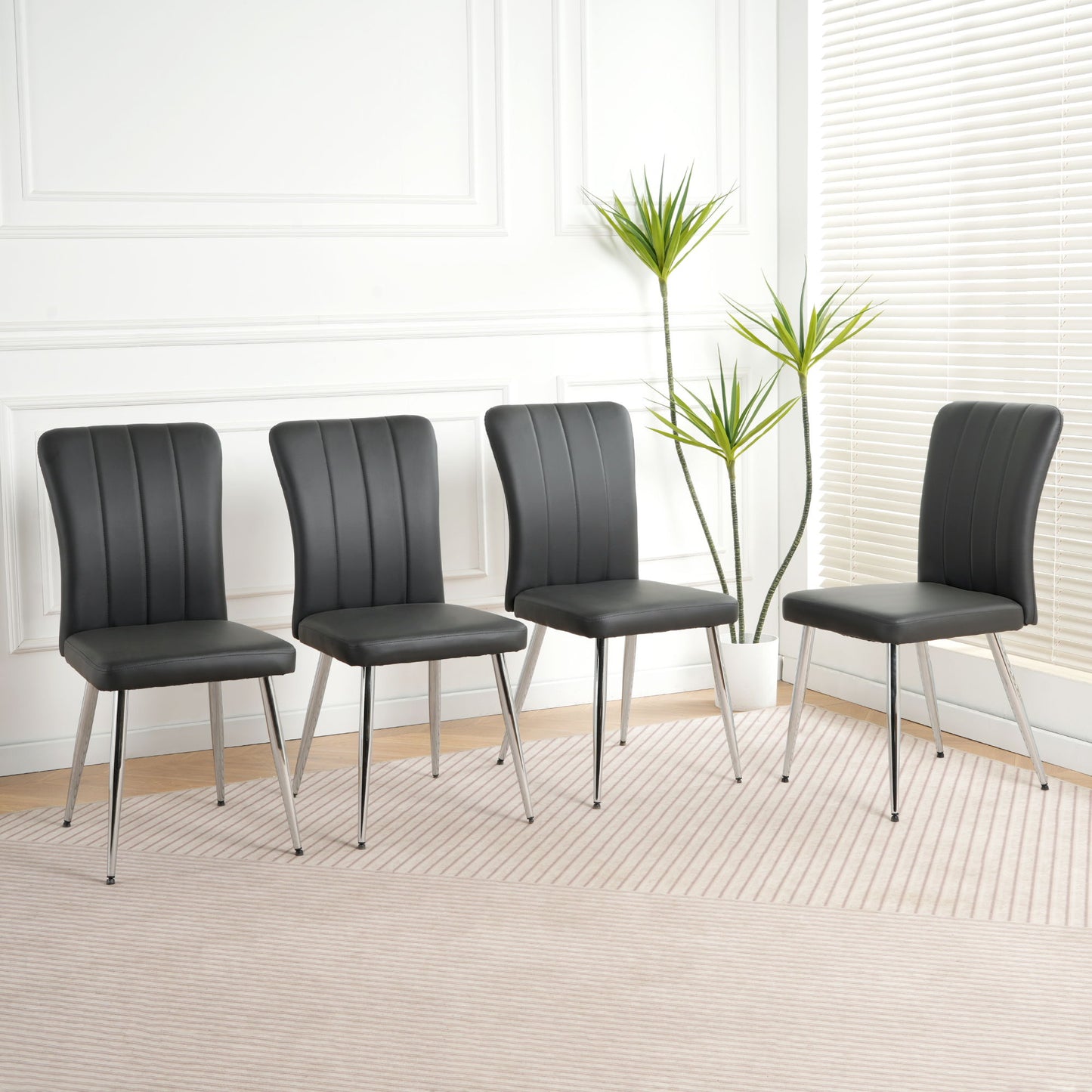 Modern Dining Chair With Electroplated Metal Legs (Set of 4)