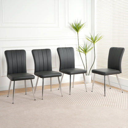 Modern Dining Chair With Electroplated Metal Legs (Set of 4)